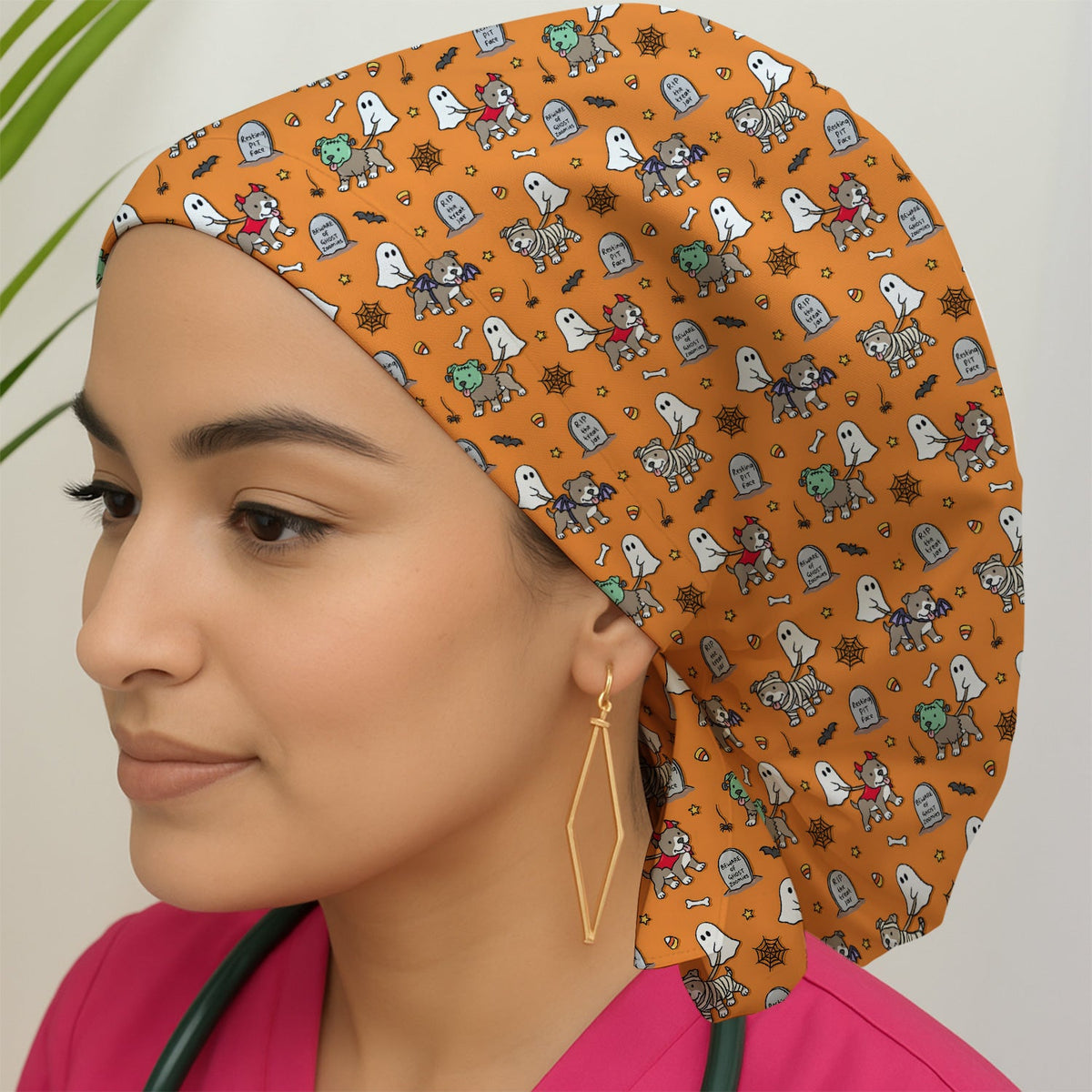 Halloween Pit Bull Costume Scrub Cap