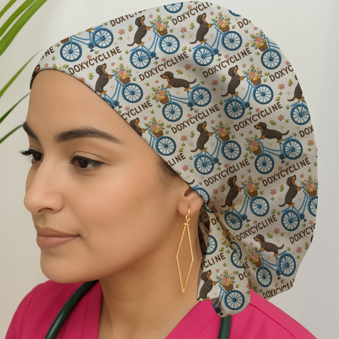 Doxycycline Dachshund Bicycle Scrub Cap