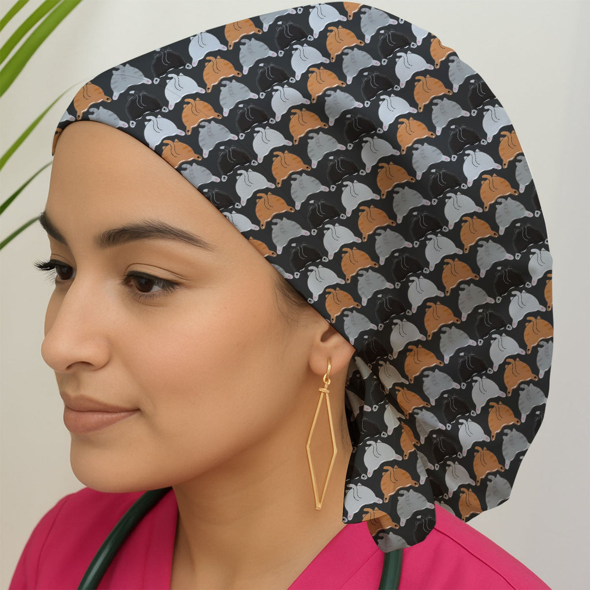Multicolor Cat Scrub Cap