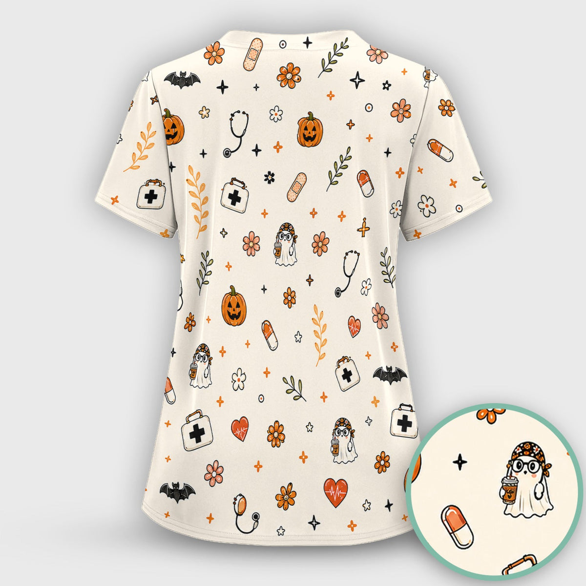 Shift Survivor Ghost Nurse Scrub Set - Halloween Gift