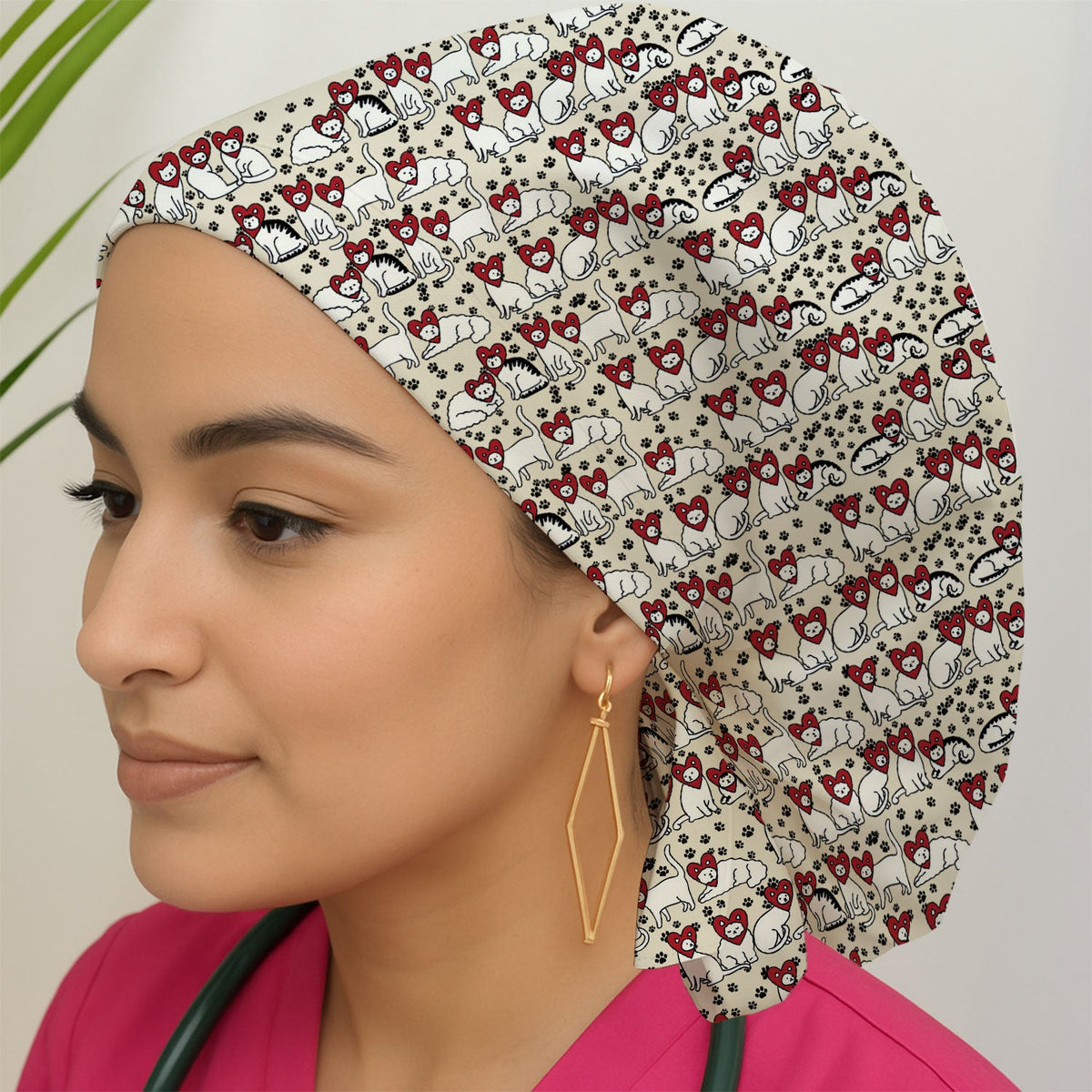 Cat Heart Scrub Cap