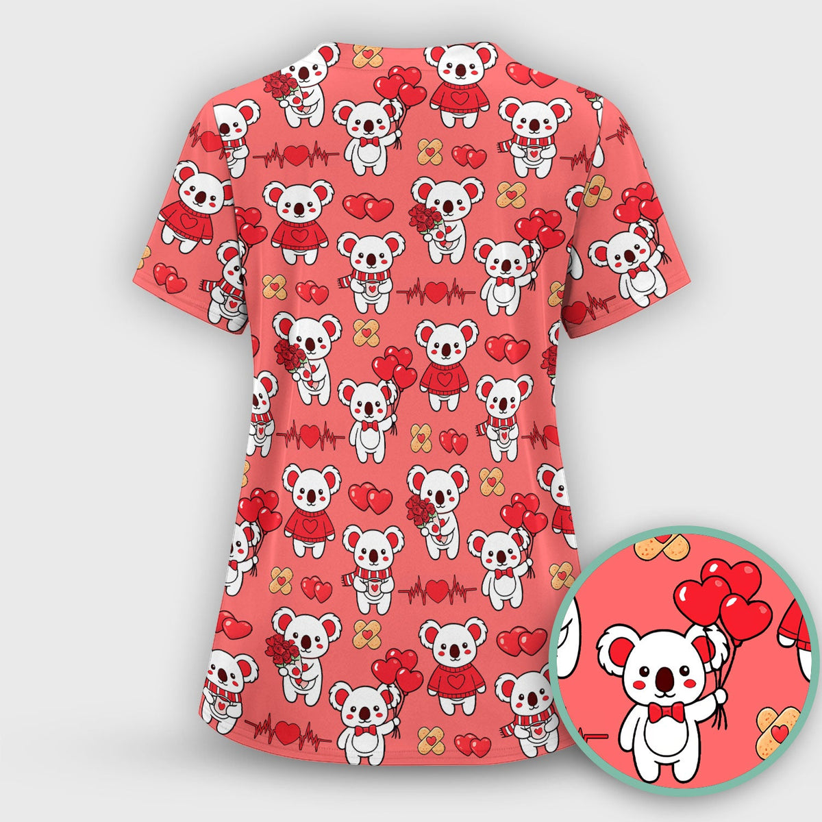 Sweet Koala Scrub Top - Valentines Day Gift For Nurse