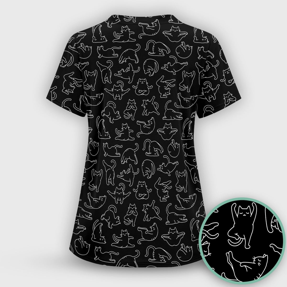 Cat Outline Playing Nurse Scrub Set