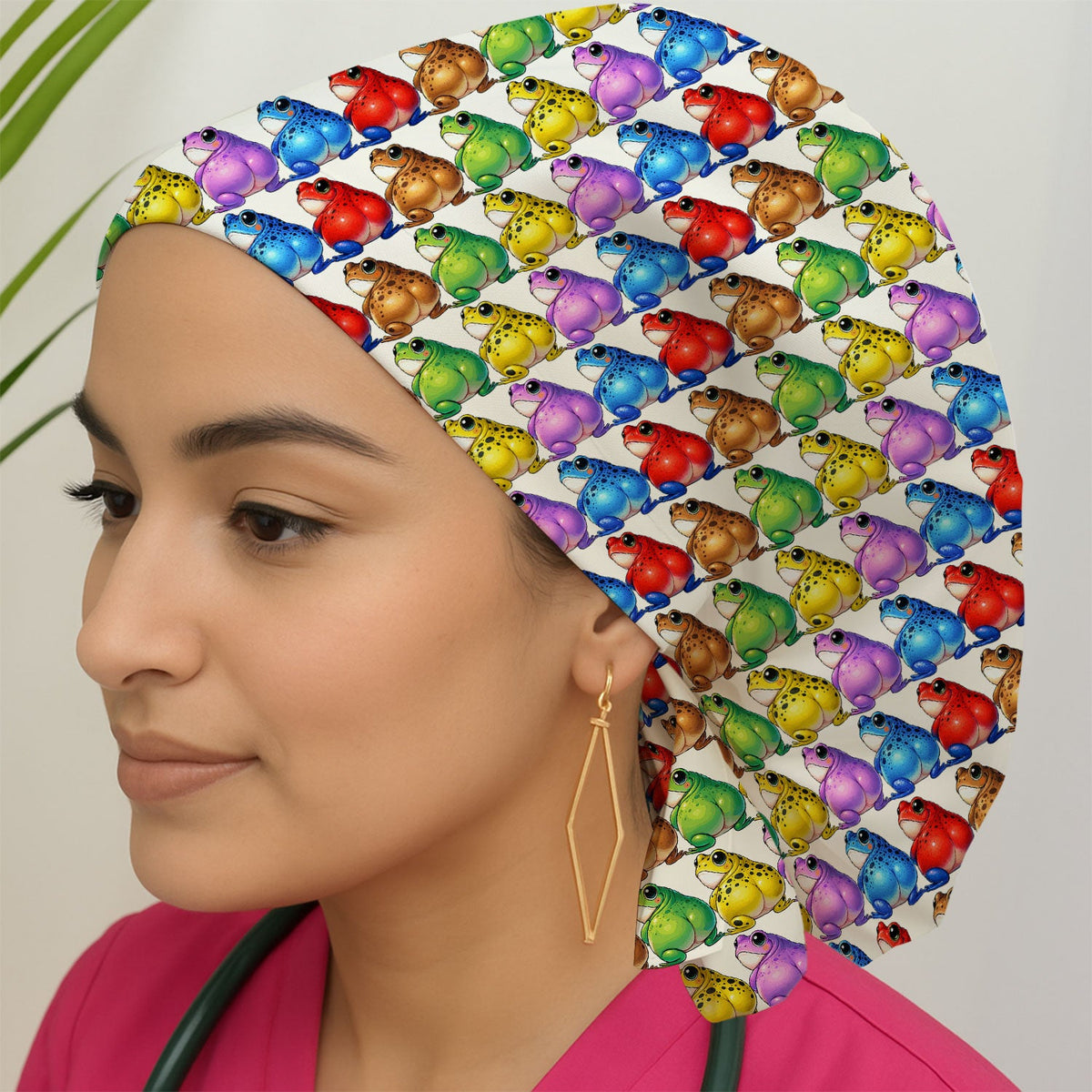 Colorful Frogs Scrub Cap