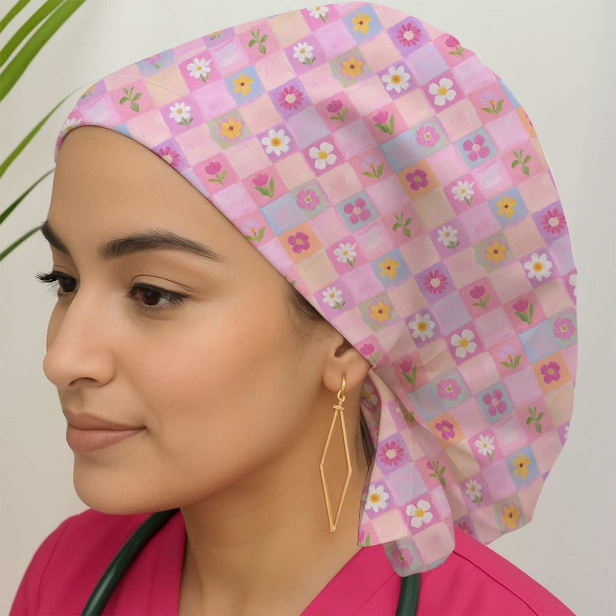 Lovely Pastel Floral Patchwork Scrub Cap