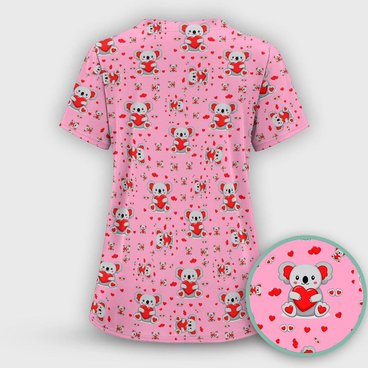 Valentine Koala Heart Nurse Scrub Set