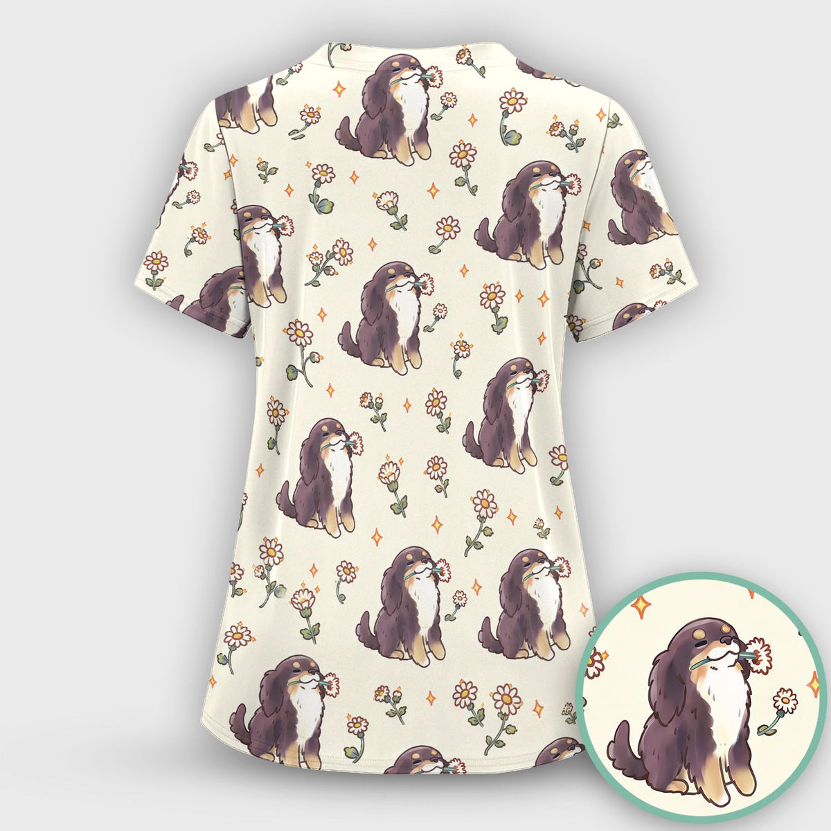 Floral Otter Daisy Nurse Scrub Top