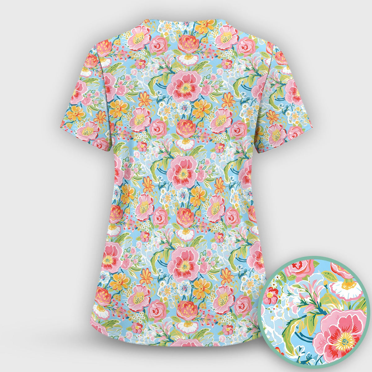 Pastel Tropical Floral Garden Nurse Scrub Set