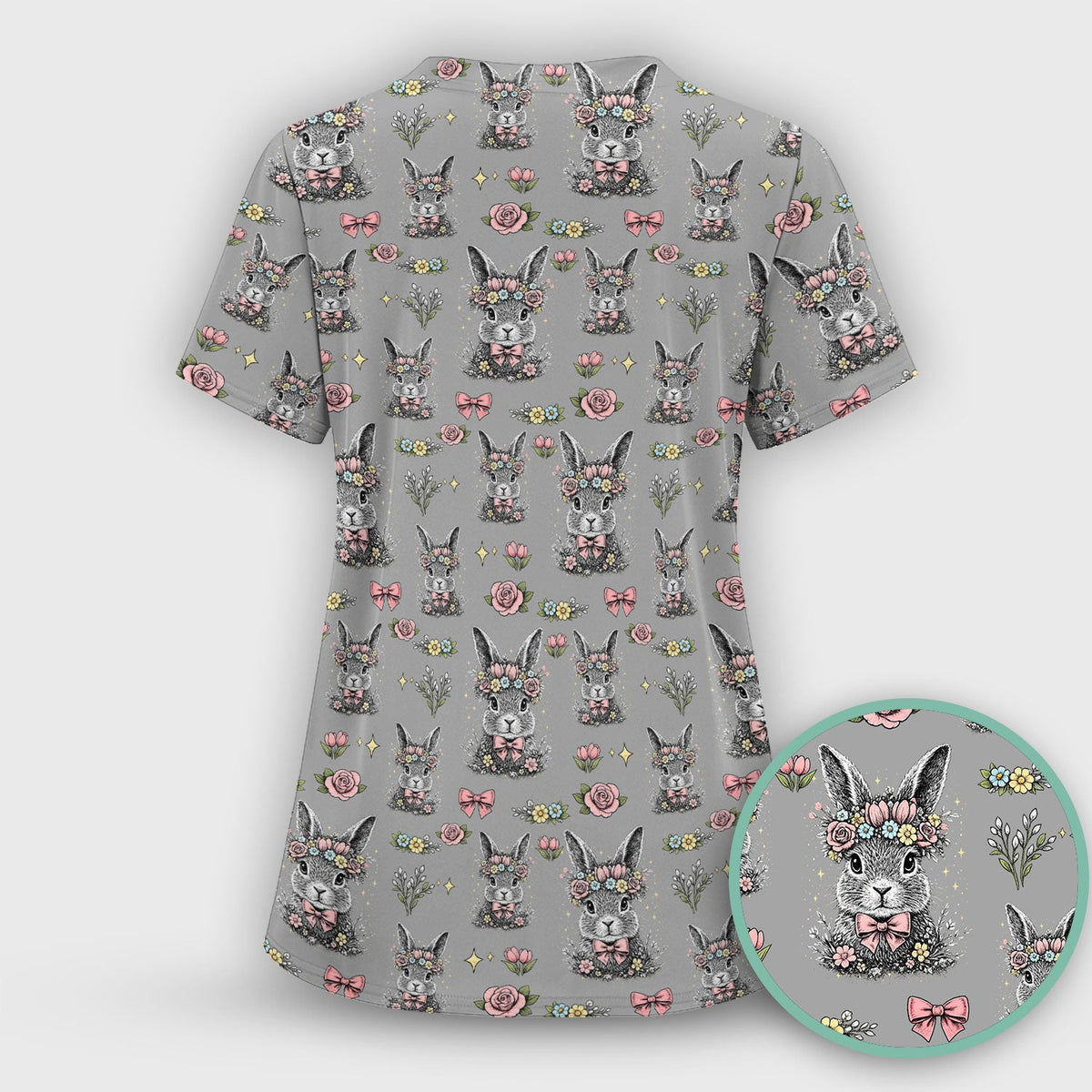 Vintage Floral Bunny Nurse Scrub Set