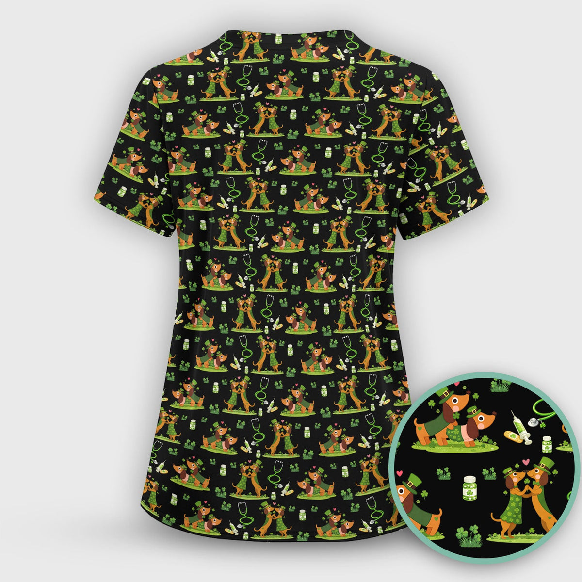 Valentine Dachshund Nurse Heart Scrub Set