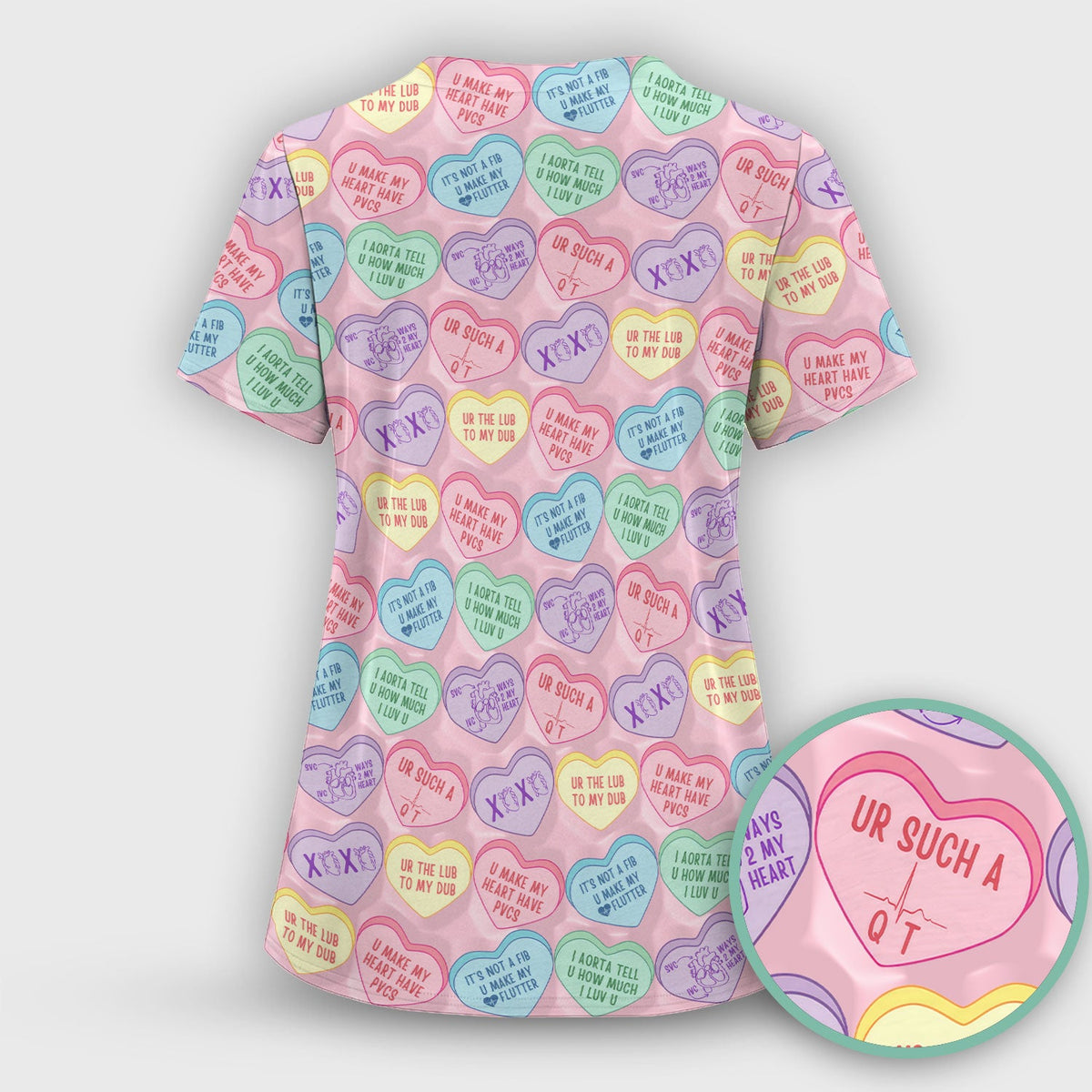 Candy Heart Nurse Scrub Set - Valentines Day Gift