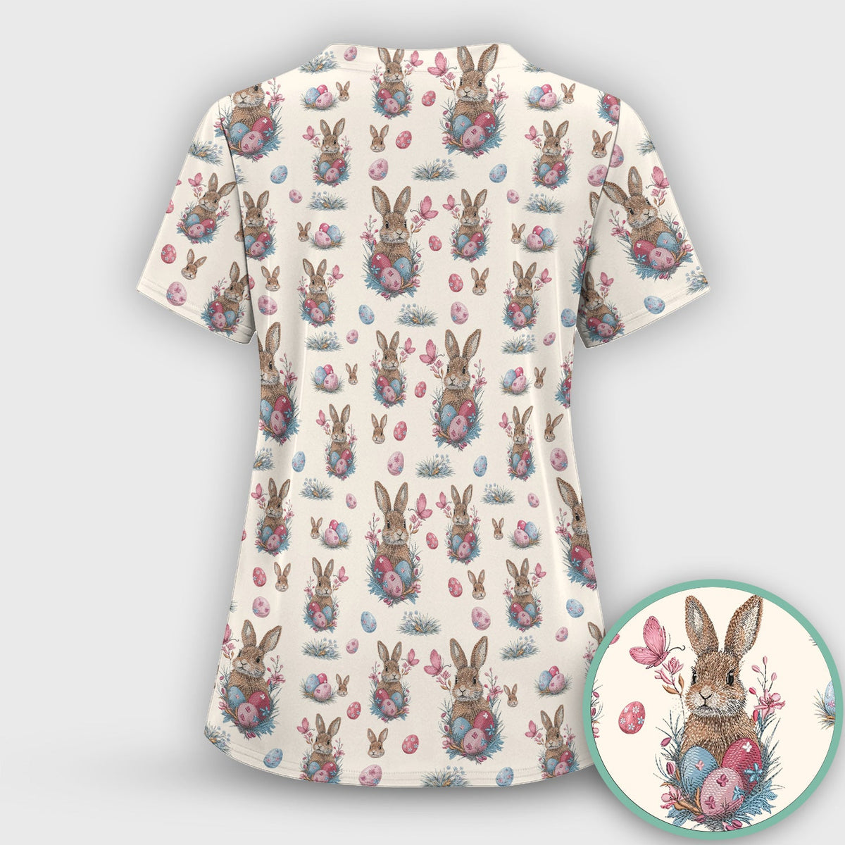 Pastel Easter Bunny Nest Nurse Scrub Set