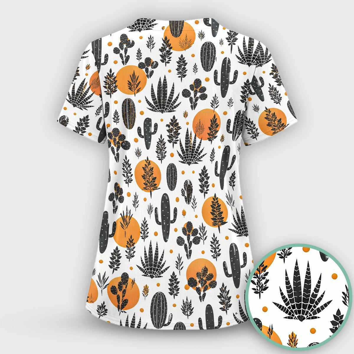 Desert Cactus Orange Sun Nurse Scrub Set