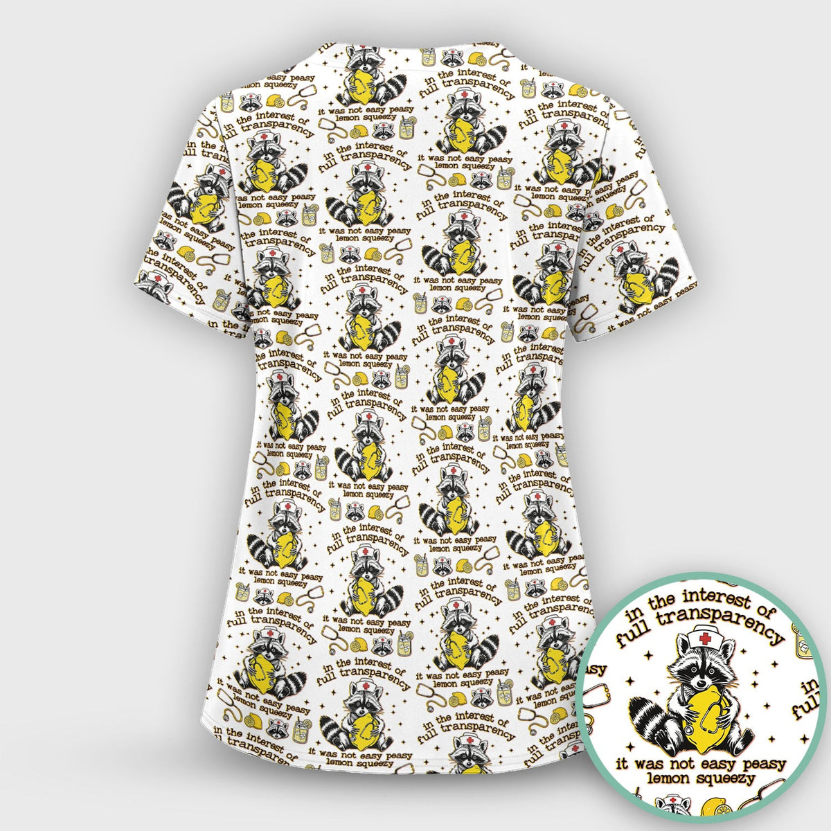 Raccoon Lemon Quote Nurse Scrub Set