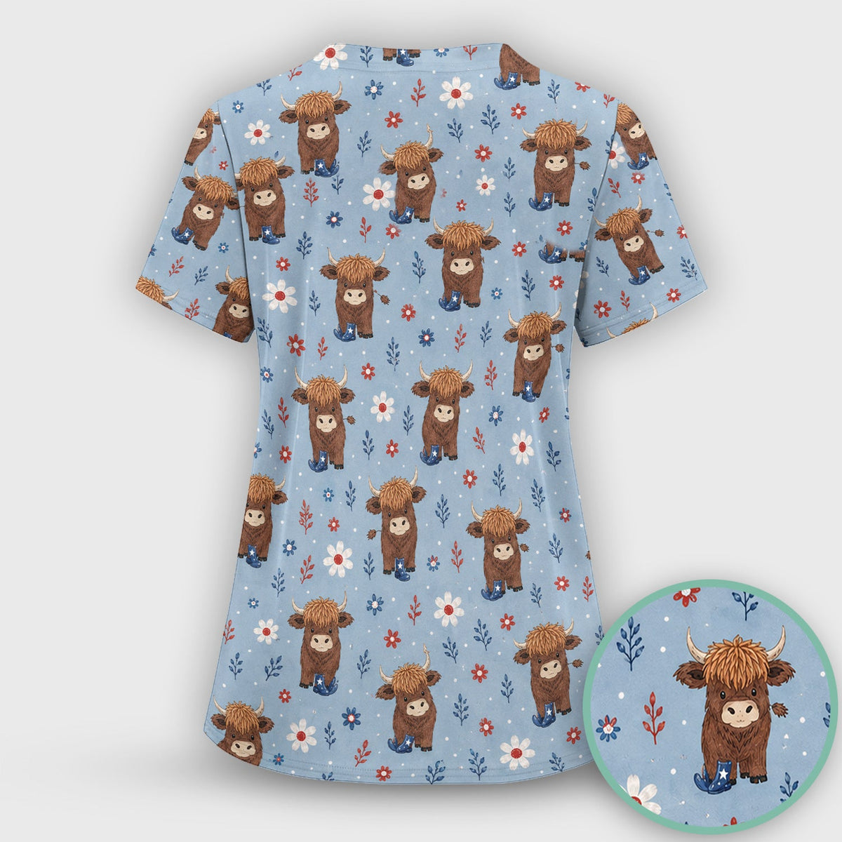 Floral Cowboy Boots Nurse Scrub Set