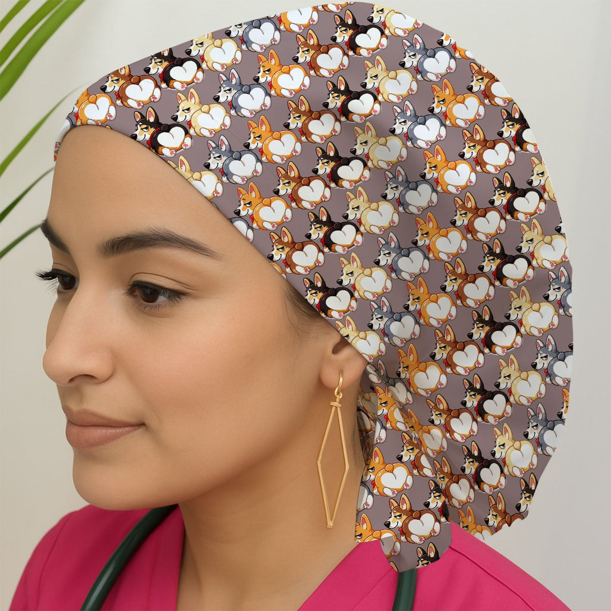 Corgi Cartoon Scrub Cap
