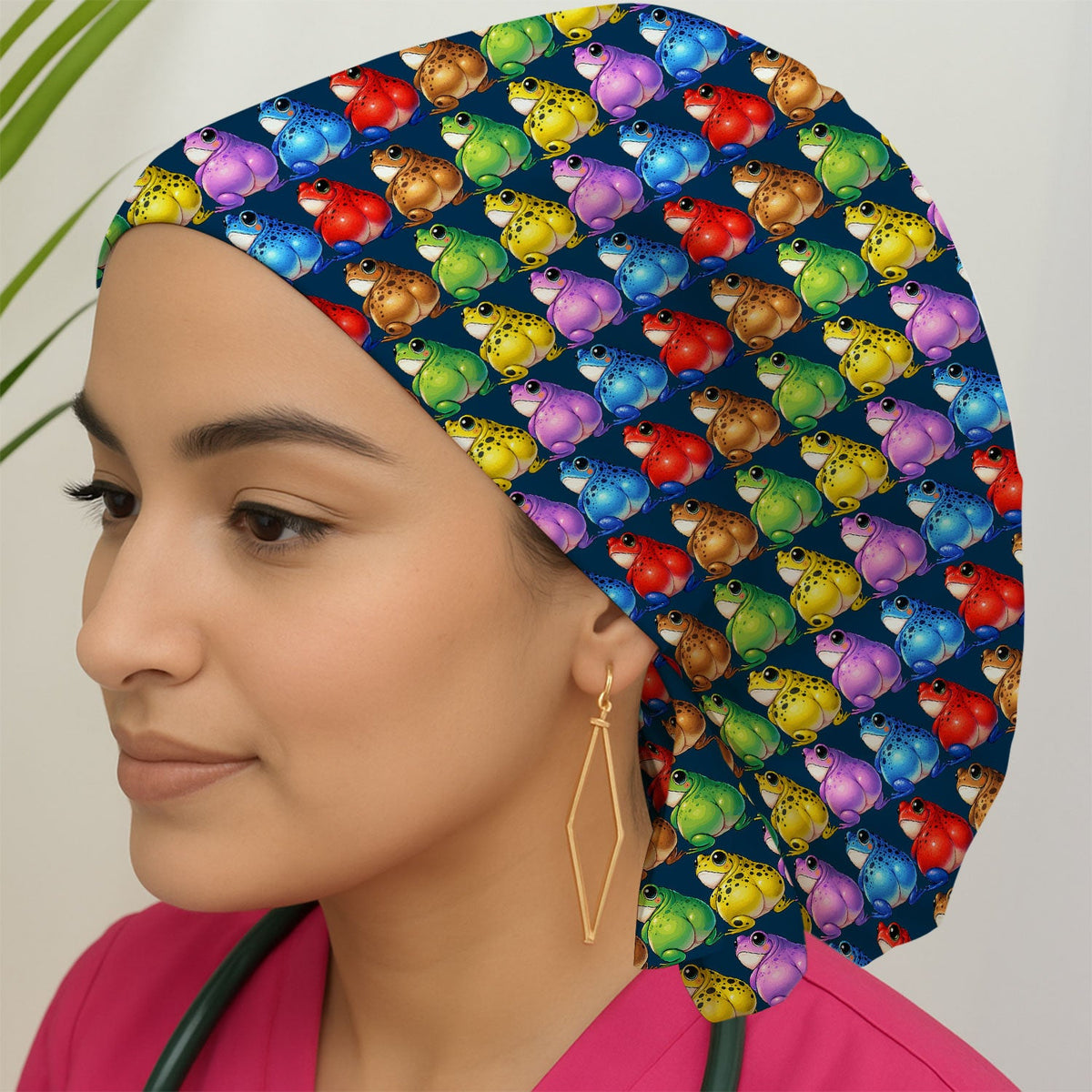 Colorful Frogs Scrub Cap