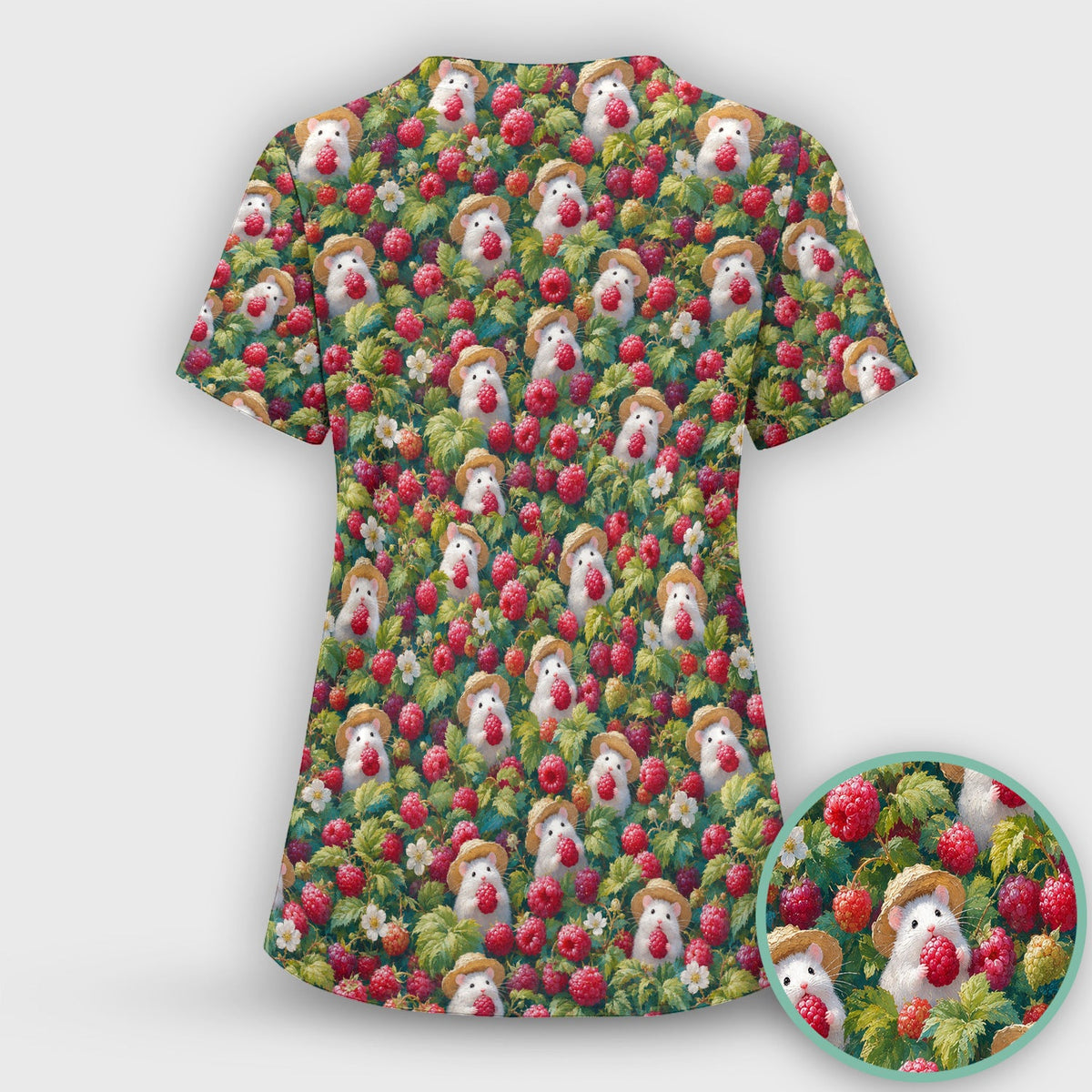 Raspberry Mouse Garden Nurse Scrub Set