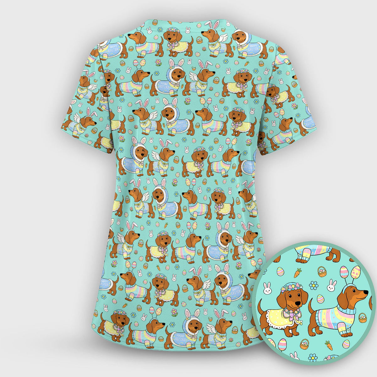 Dachshund Bunny Nurse Scrub Set - Easter Gift