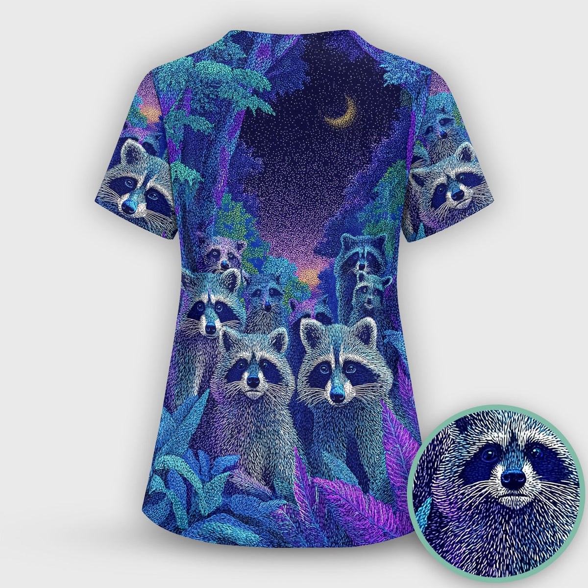 Moonlit Raccoon Nurse Scrub Set