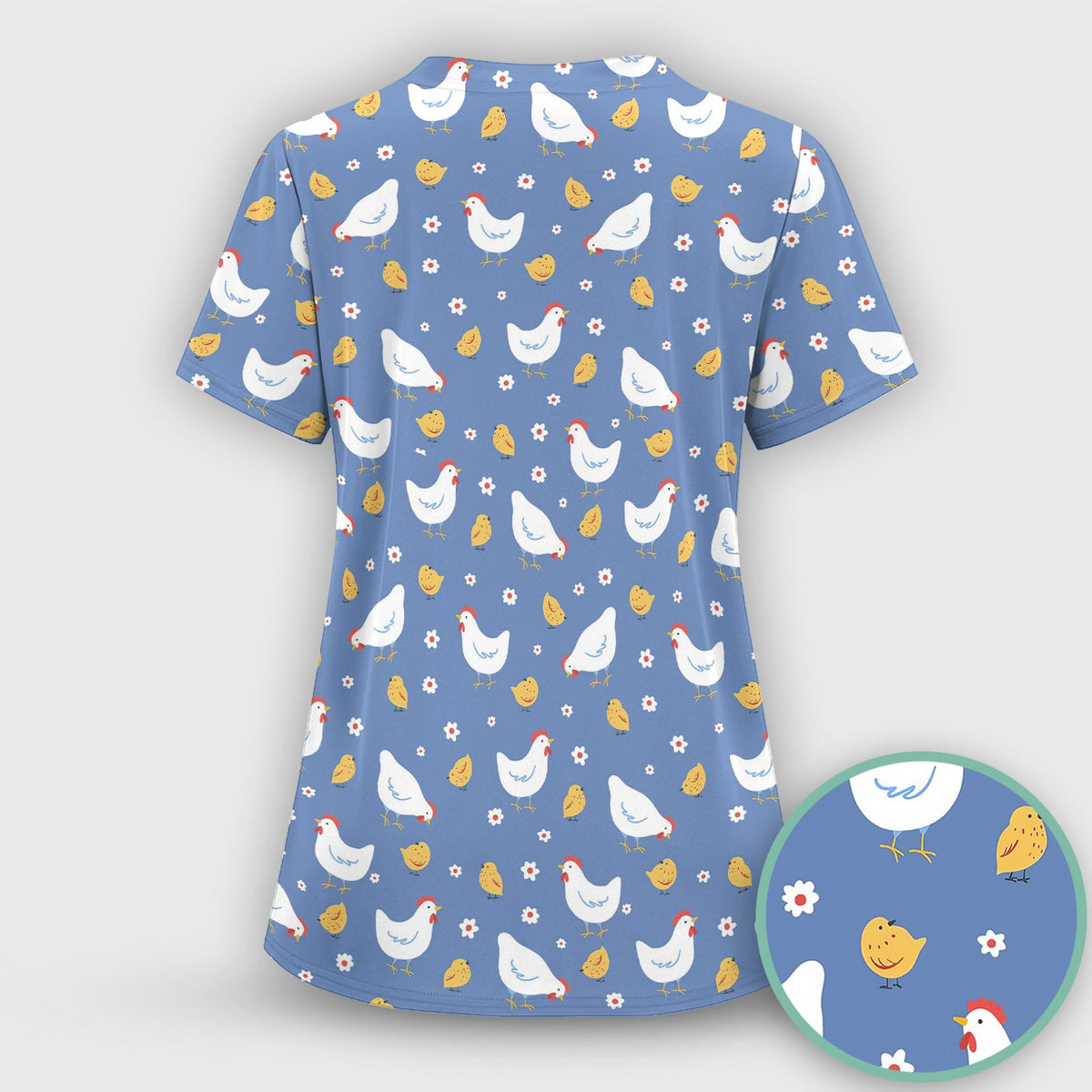 Chicken And Cute Chicks Nurse Scrub Top