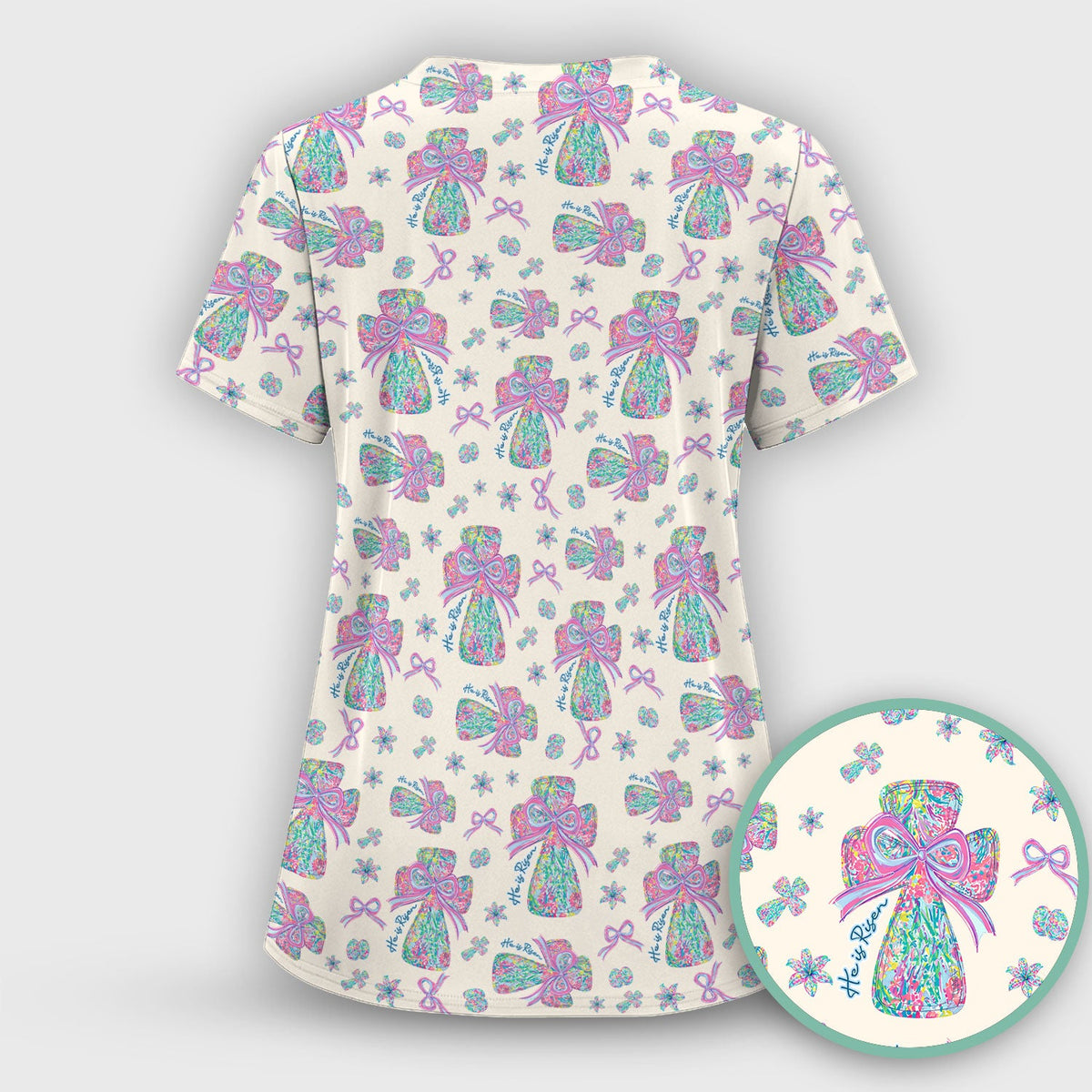Colorful Bow Nurse Scrub Set
