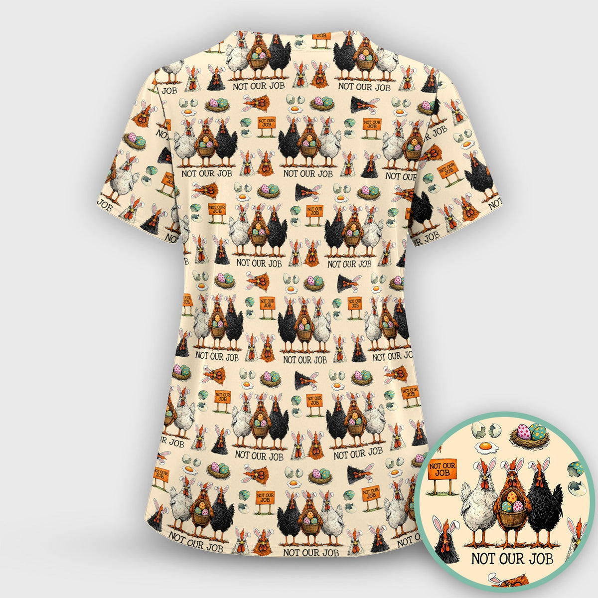 Chicken Humor Nurse Scrub Set - Easter Gift