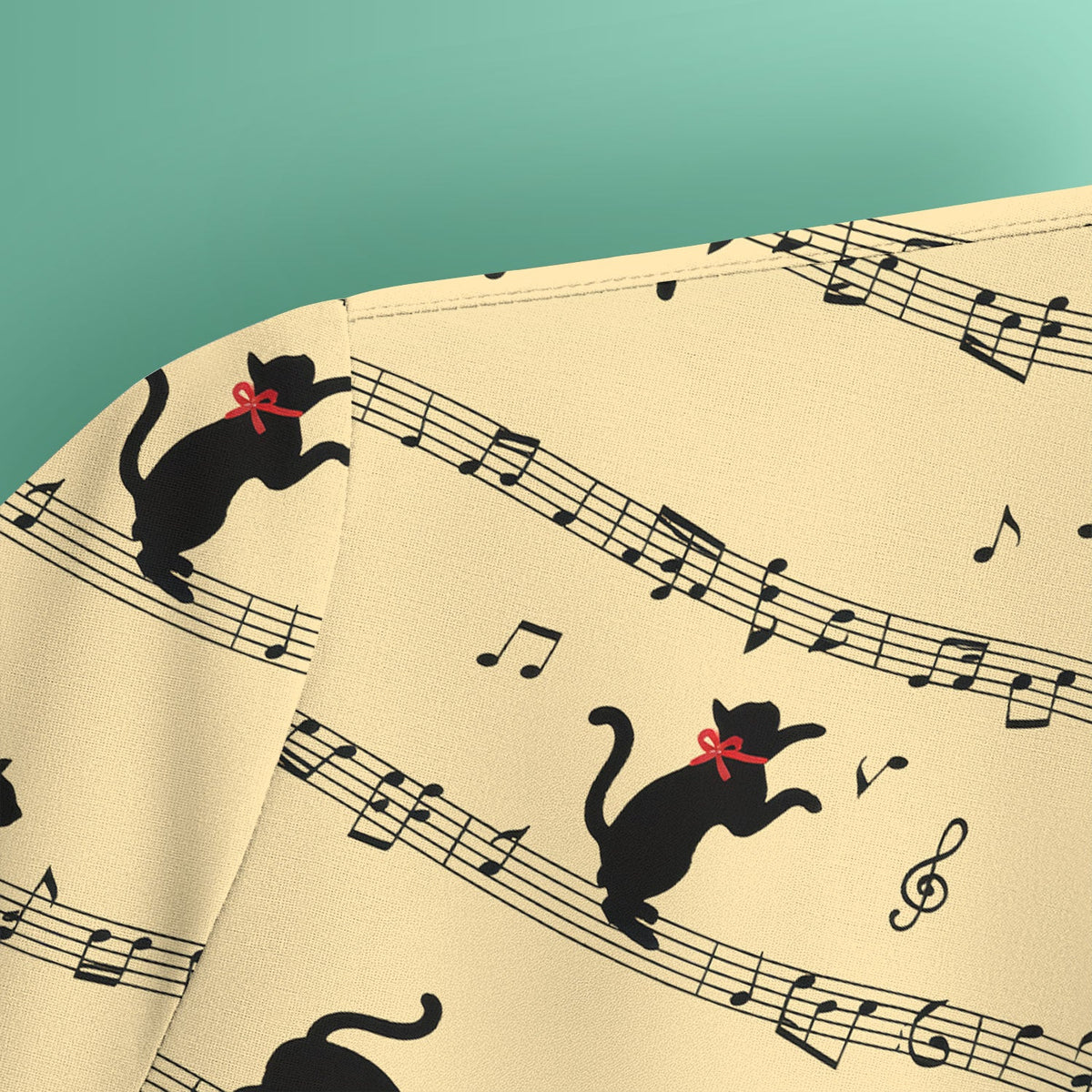 Dancing Black Cat Music Nurse Scrub Top