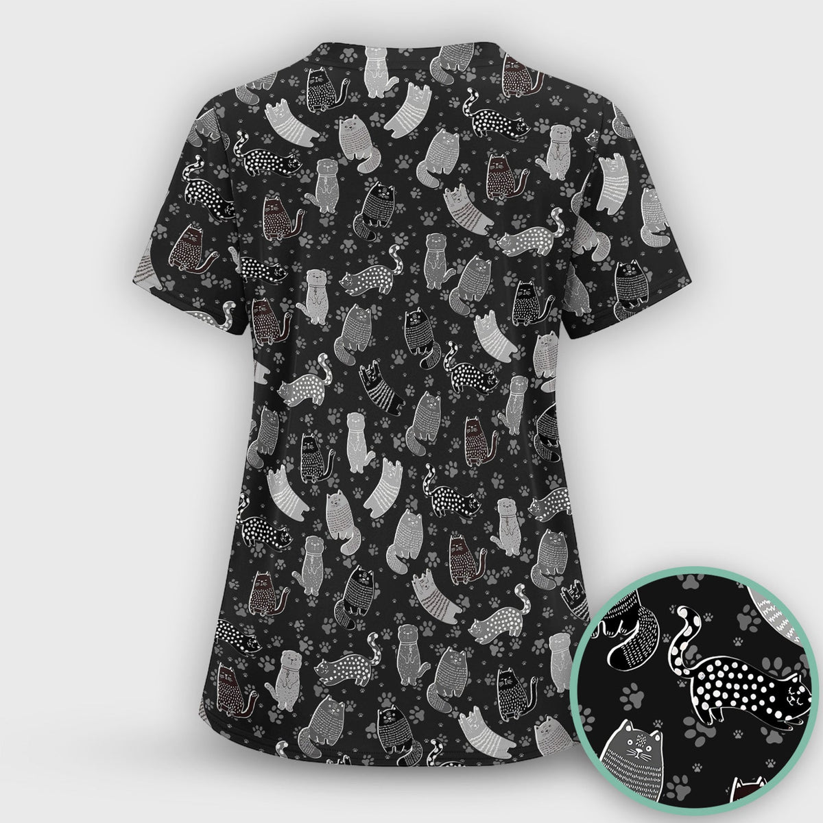 Cat Paw Print Nurse Scrub Top