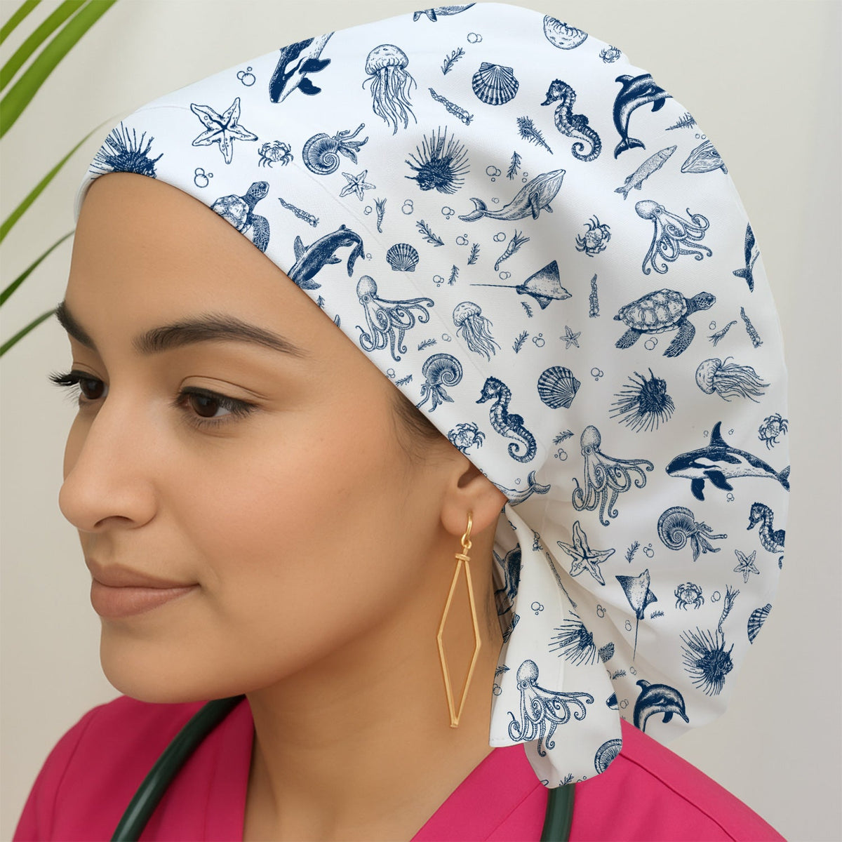 Marine Sea Life Scrub Cap