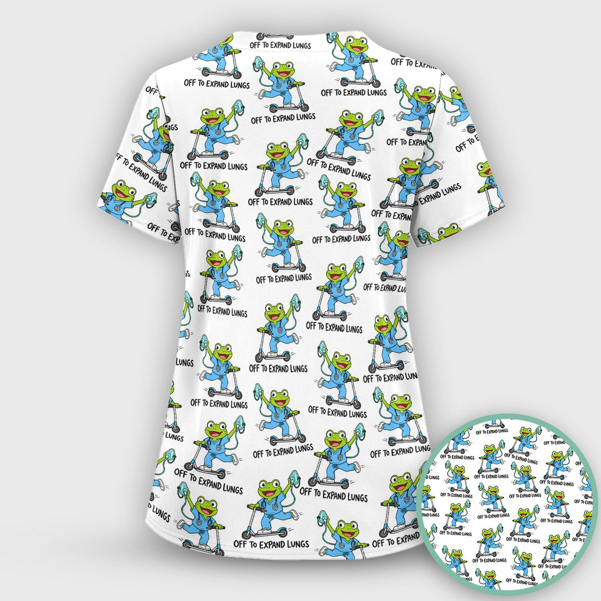 Off To Expand Lungs Frog Nurse Scrub Set