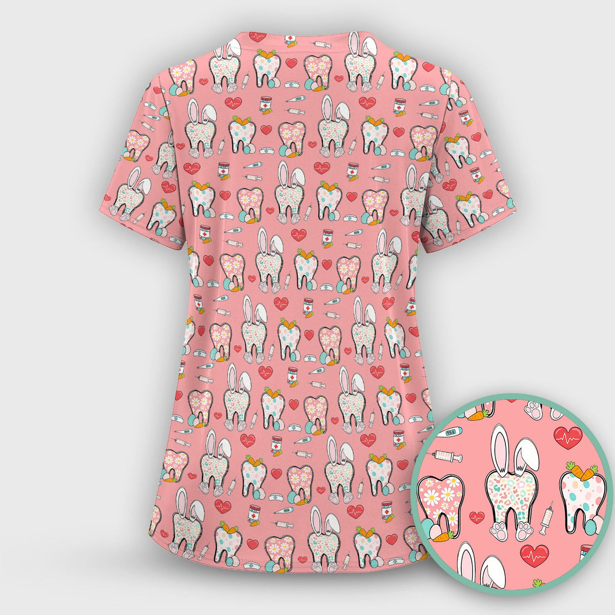 Easter Bunny Dentist Nurse Scrub Top