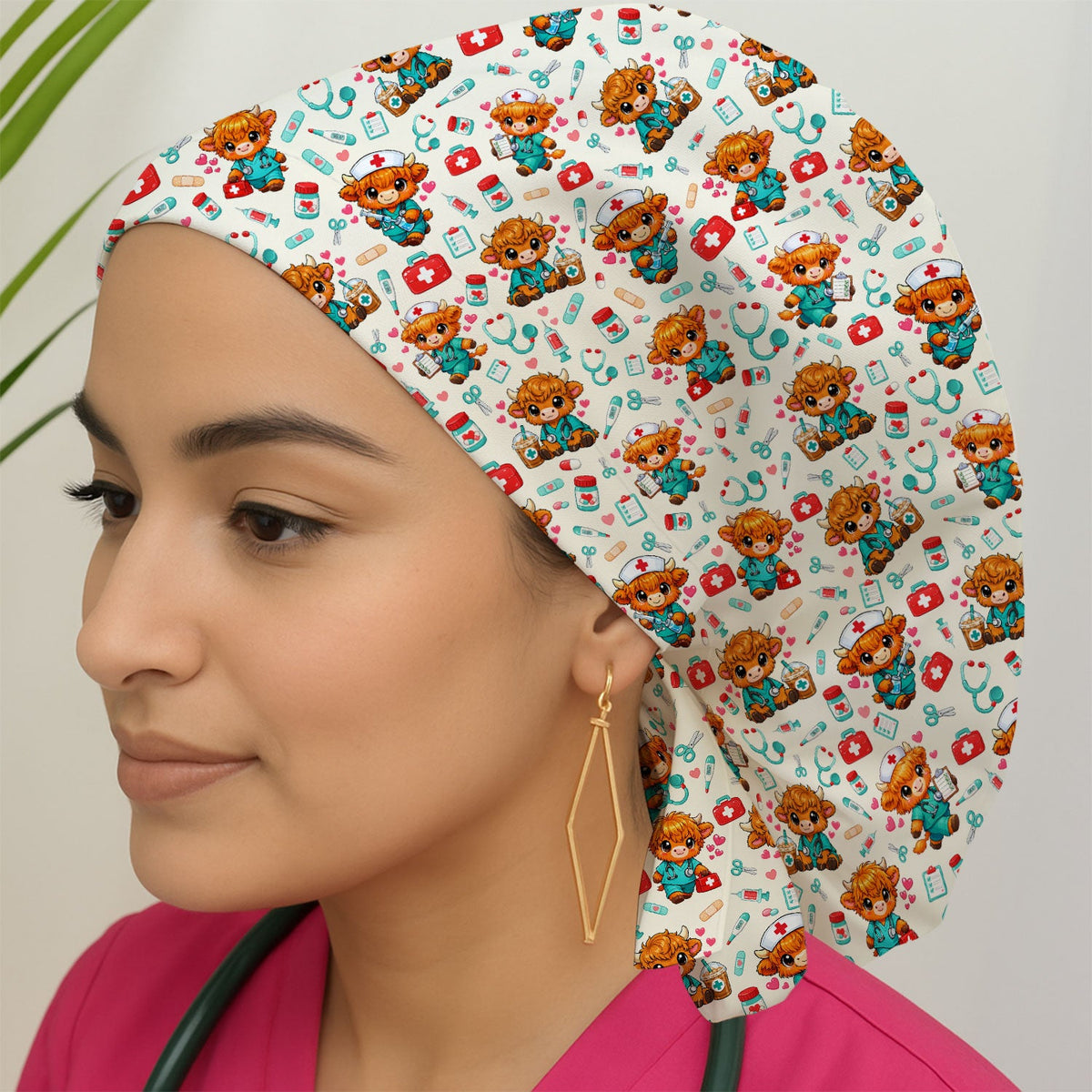 Kawaii Highland Cow Scrub Cap