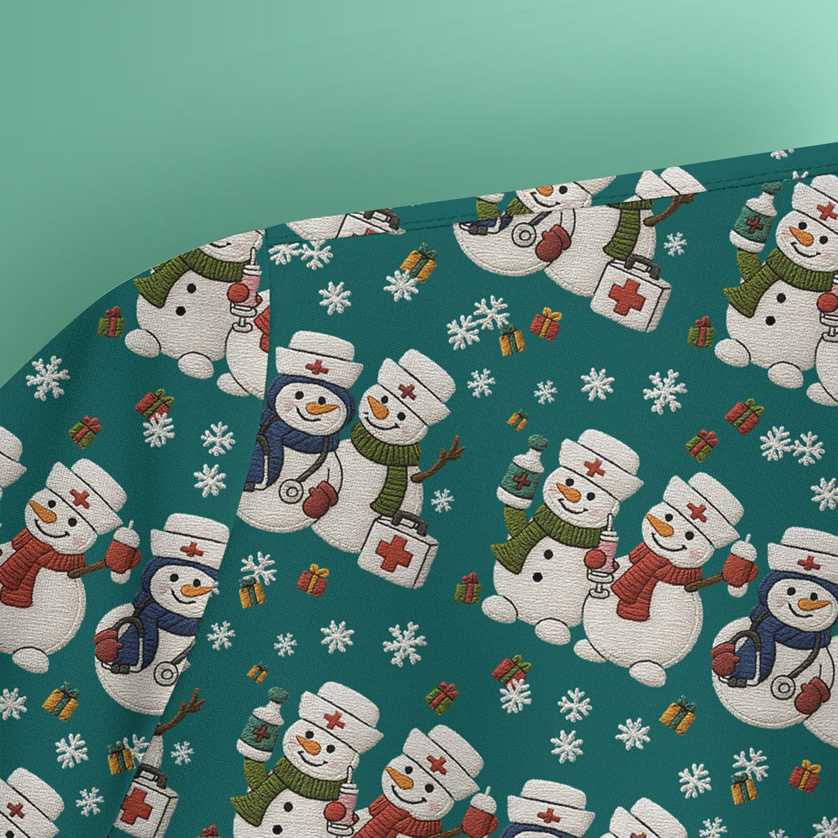 Snowman Nurse Scrub Top - Christmas Gift