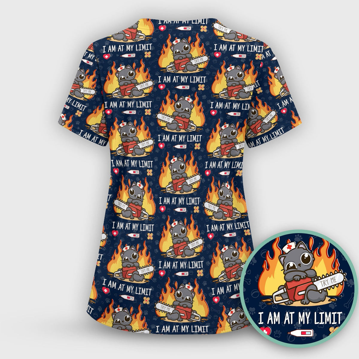 Cat I Am At My Limit Nurse Scrub Set