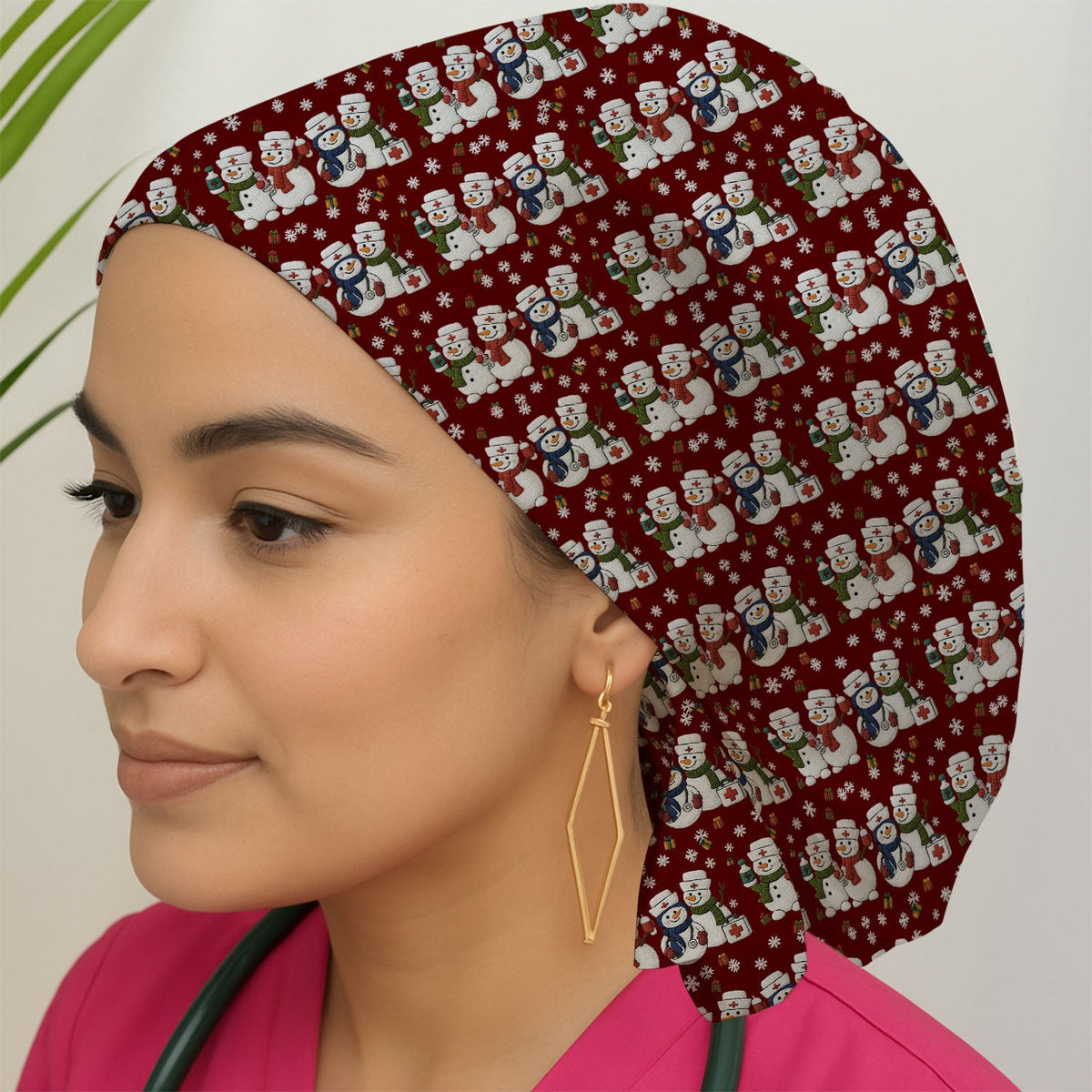 Snowman Scrub Cap - Christmas Gift For Nurse