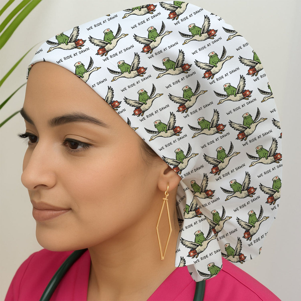 Frog Riding Goose Scrub Cap