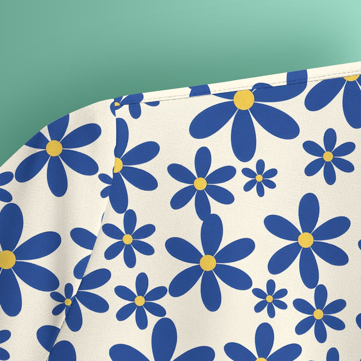 Retro Red Blue Daisy Nurse Scrub Top