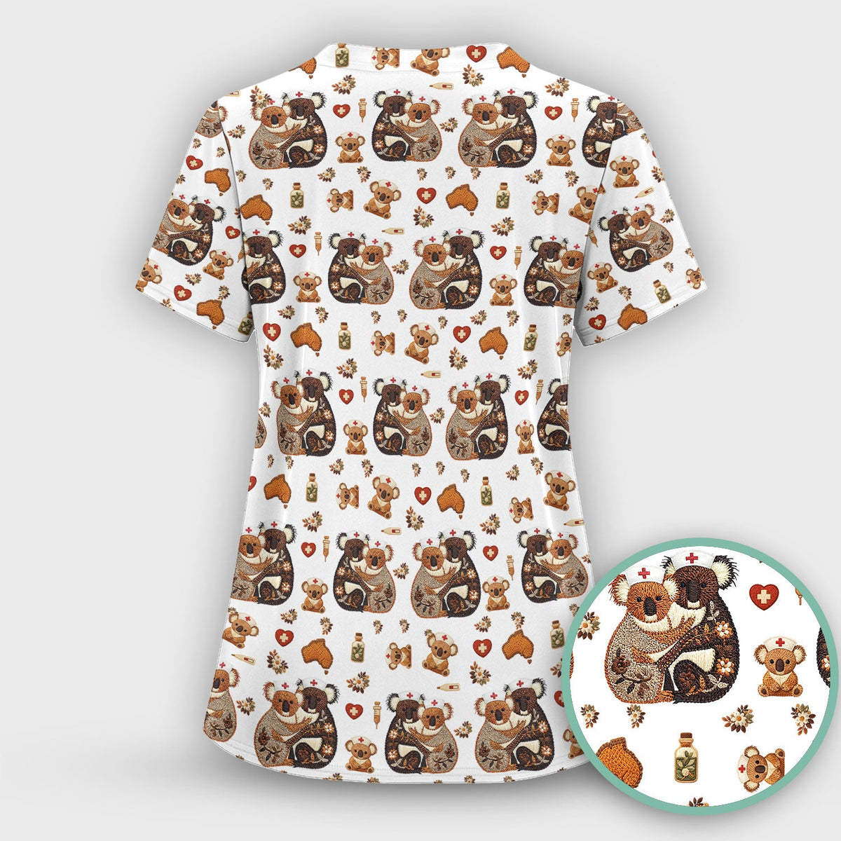 Koala Nurse Scrub Top - Valentines Day Gift