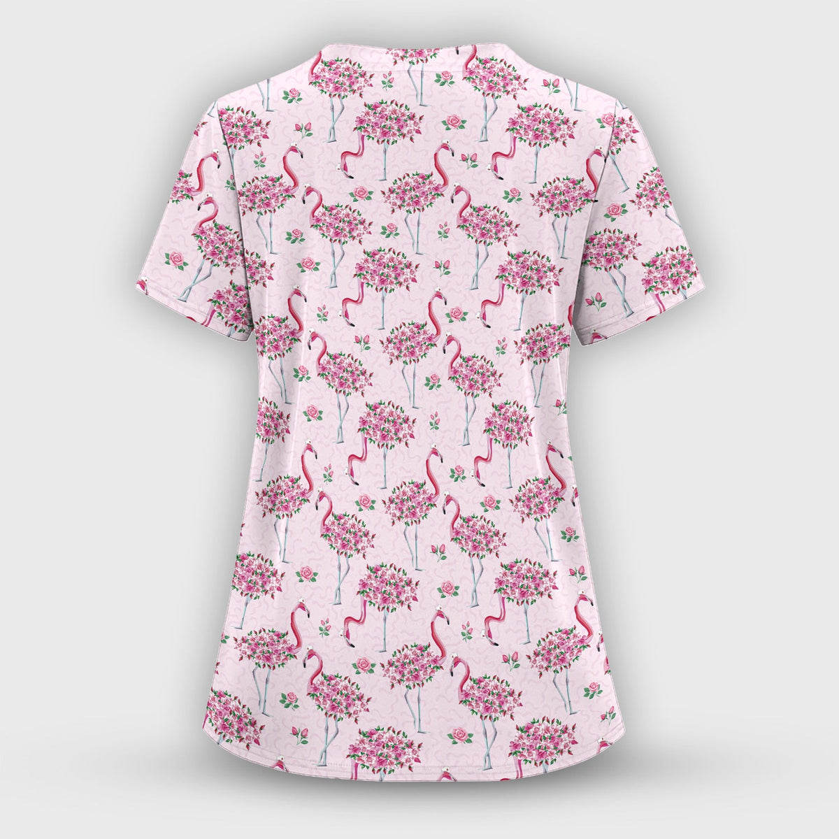 Pink Flamingo Floral Nurse Scrub Set