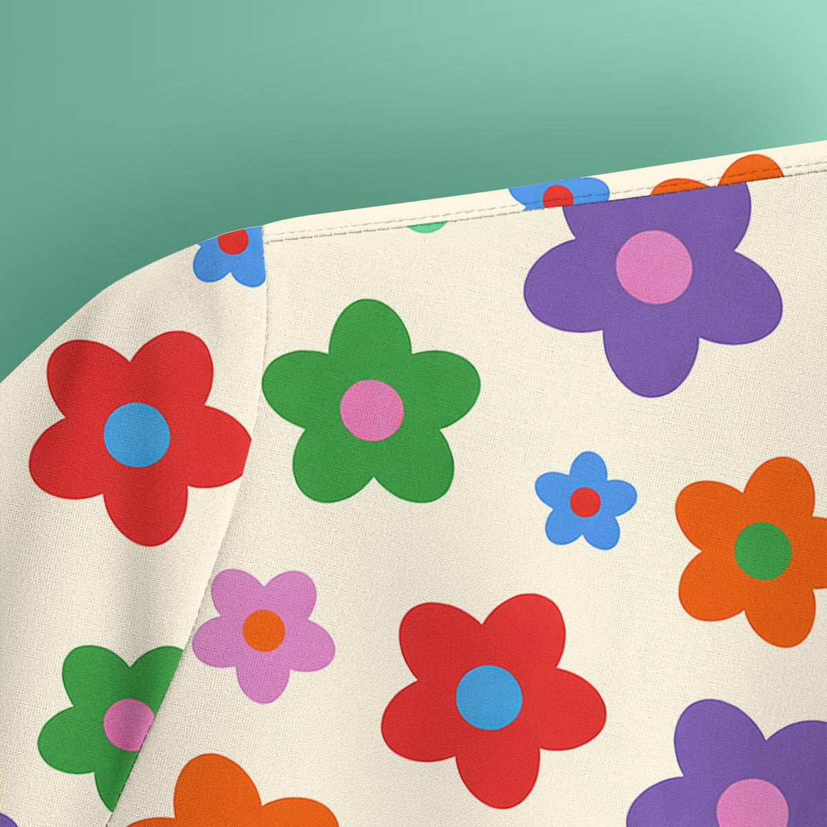 Colorful Retro Flower Nurse Scrub Top