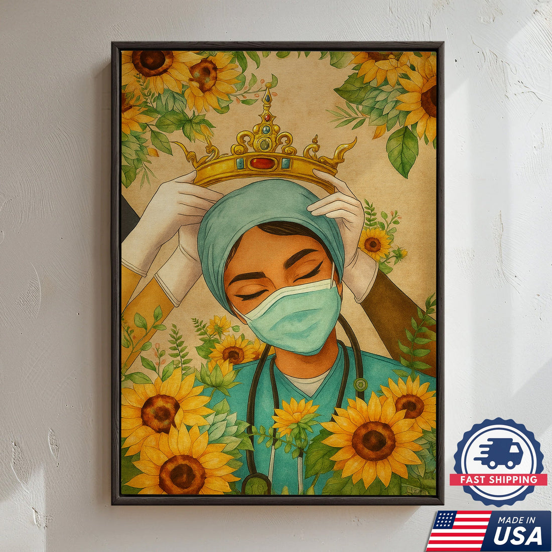 Crown Sunflower Nurse Canvas