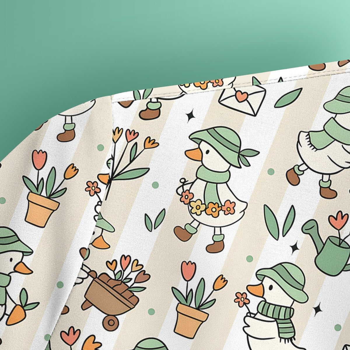 Gardening Duck Floral Nurse Scrub Top