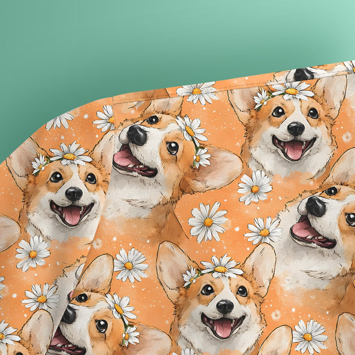 Corgi Daisy Floral Orange Nurse Scrub Top