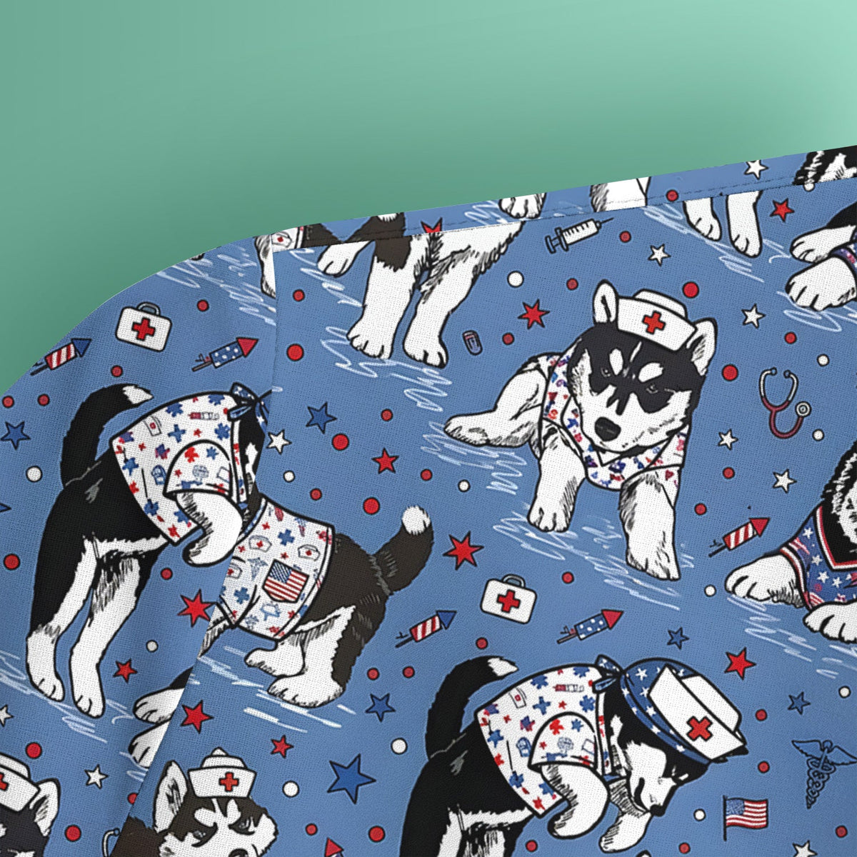 Husky Dog Nurse Scrub Top