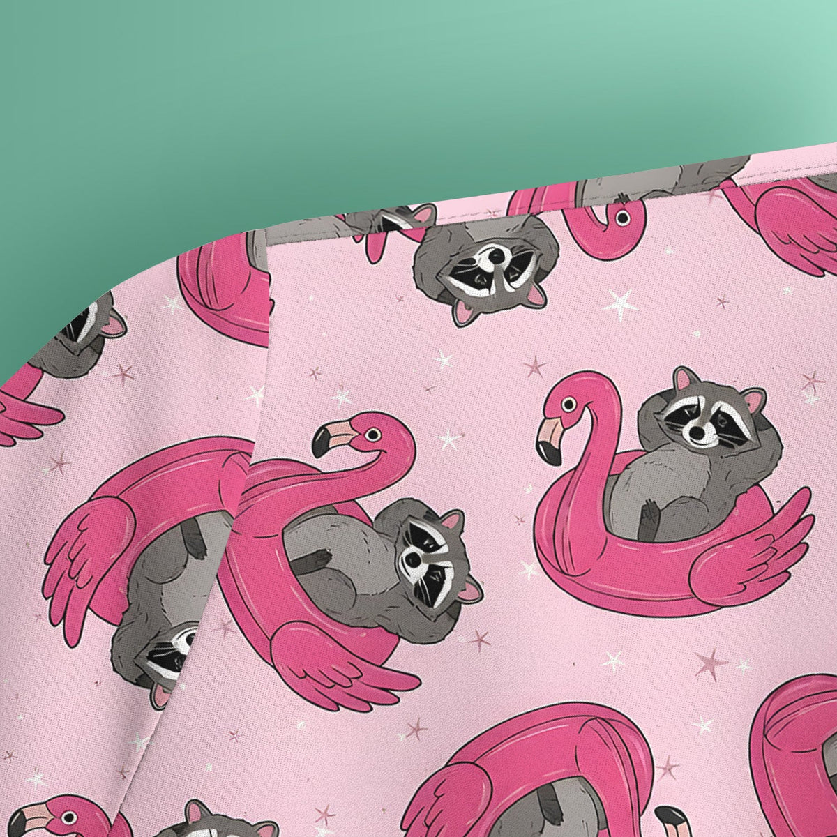 Raccoon Flamingo Float Nurse Scrub Top