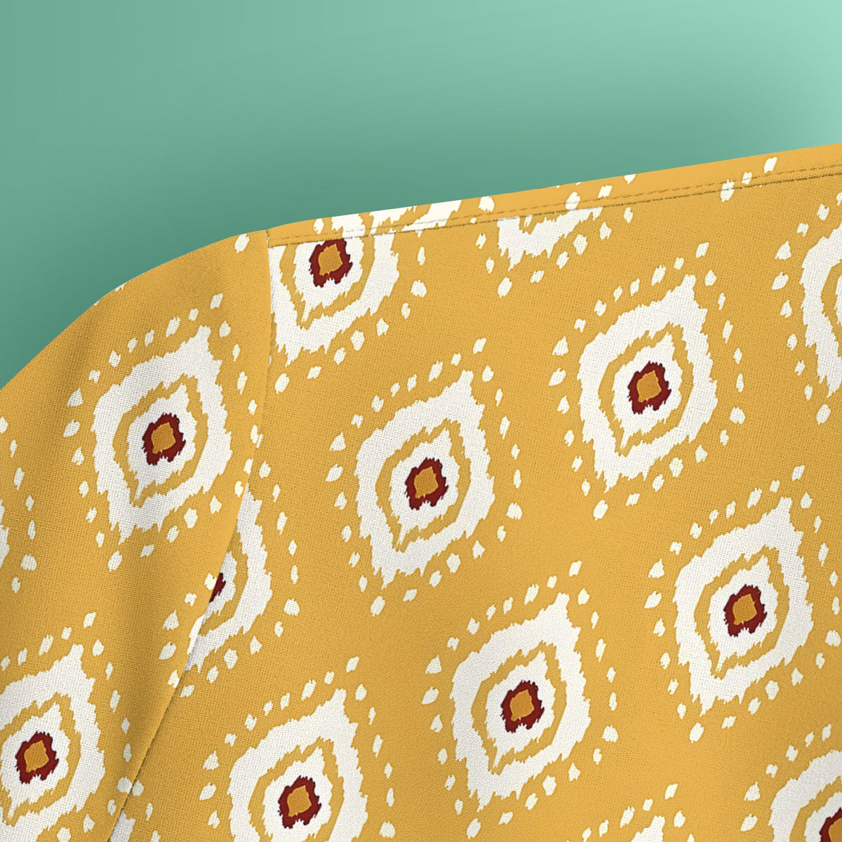Mustard Geometric Ikat Nurse Scrub Top