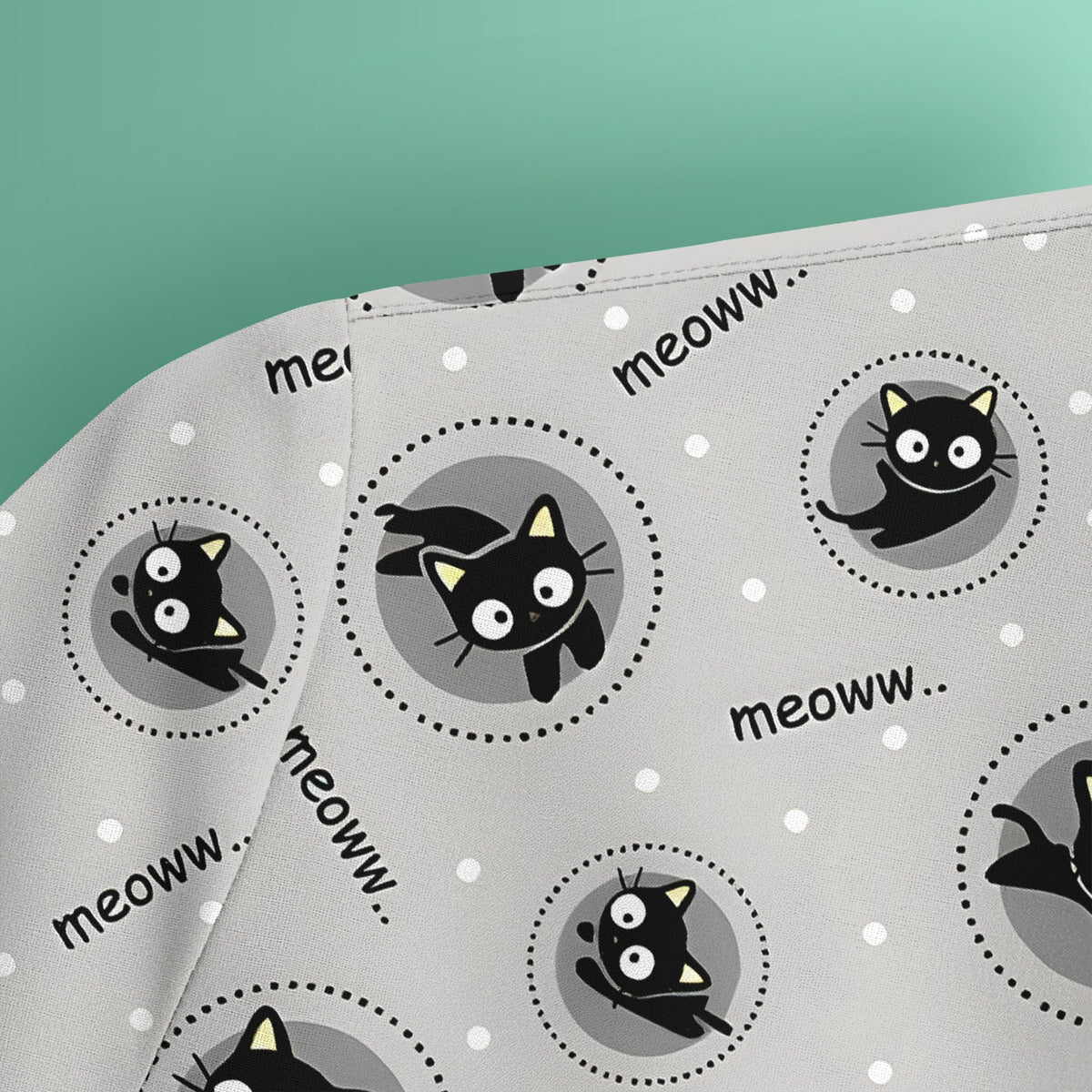 Black Cat Meow Nurse Scrub Top