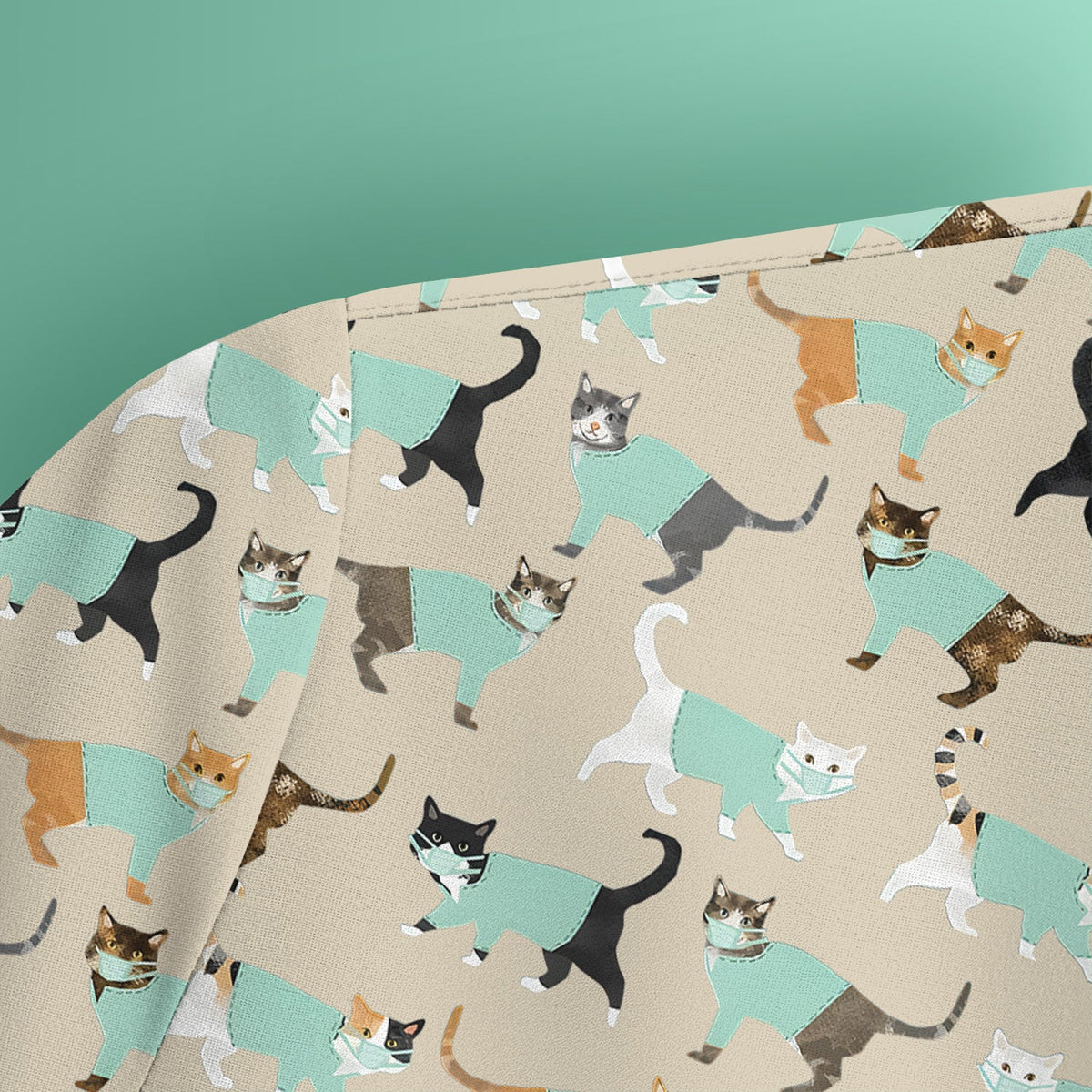 Playful Cat Nurse All Over Print Scrub Top, Comfortable Scrubs for Nurses