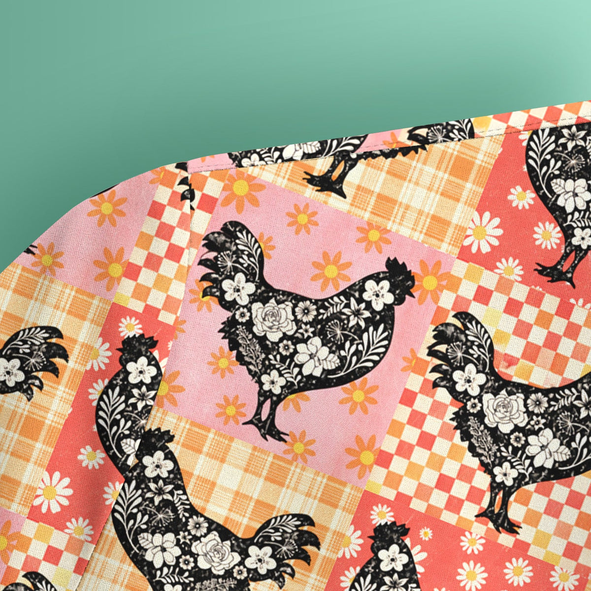 Floral Chicken Patchwork Nurse Scrub Top